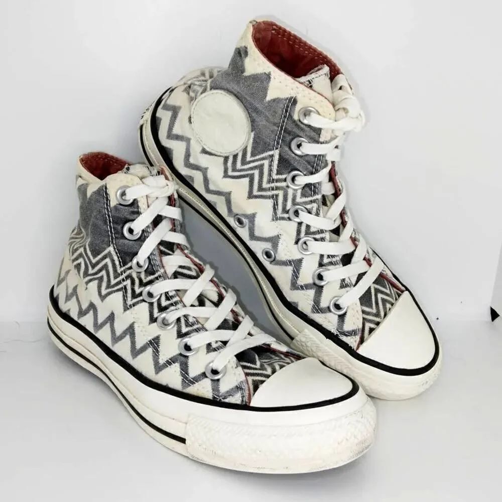 Converse X Missoni Womens Pre-owned Gray & White Hi Top Sneakers - sz. 6 RARE!